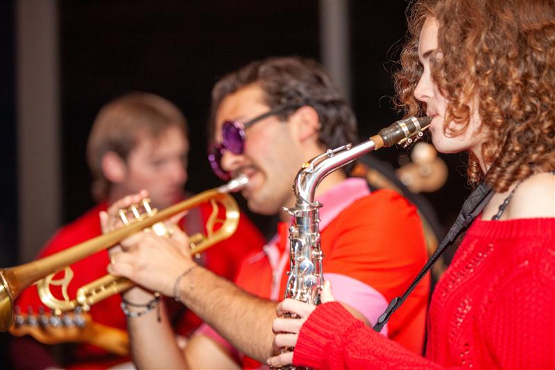 Trumpet player and saxophone player